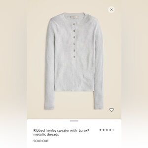 J. Crew Silver Ribbed Henley Sweater
